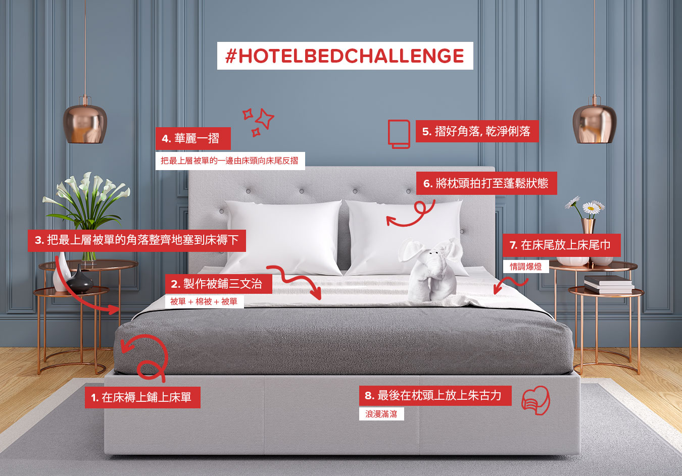心思思想去旅行?不如參加 #HotelBedChallenge!Hotels.com 教你將酒店生活帶「入屋」